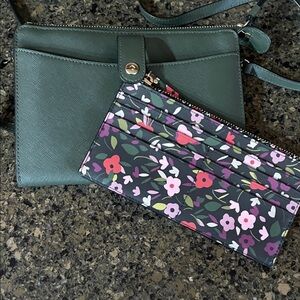 Kate Spade Green Crossbody Bag with Floral Wallet